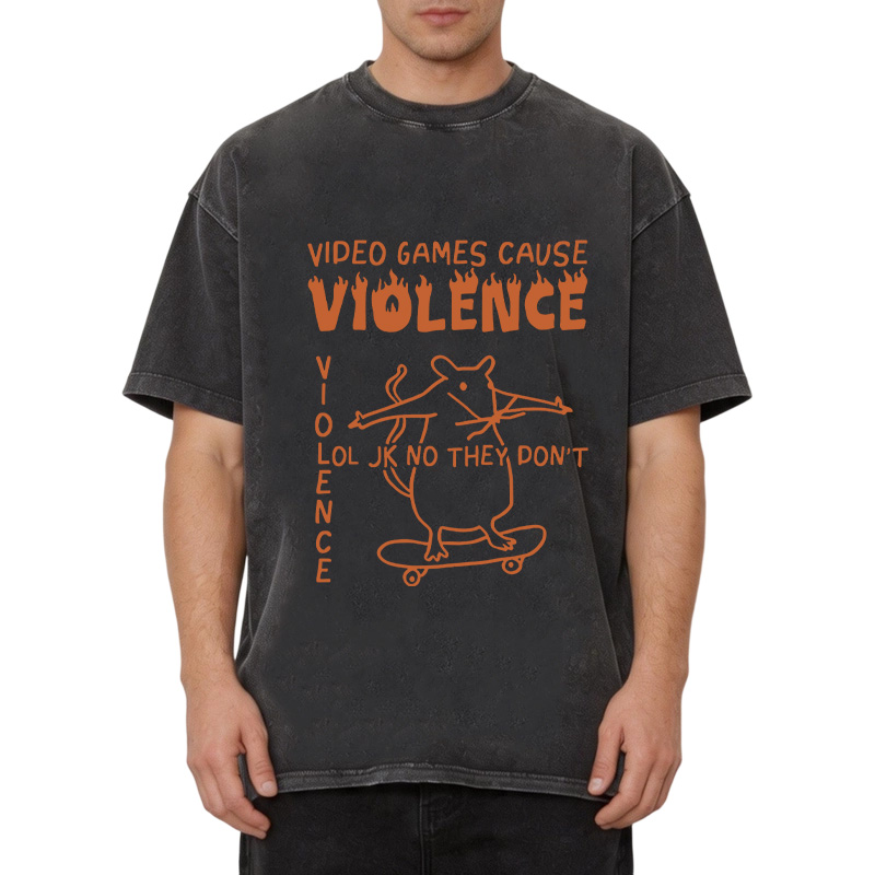 Tokyocanvas Video Games Cause Violence Washed T-Shirt