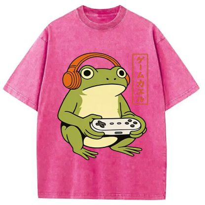 Tokyocanvas Japanese Gamer Frog Washed T-Shirt