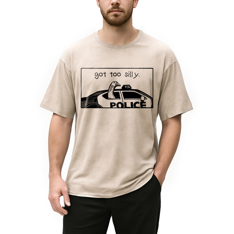 Tokyocanvas Got Too Silly Funny Goose Washed T-Shirt
