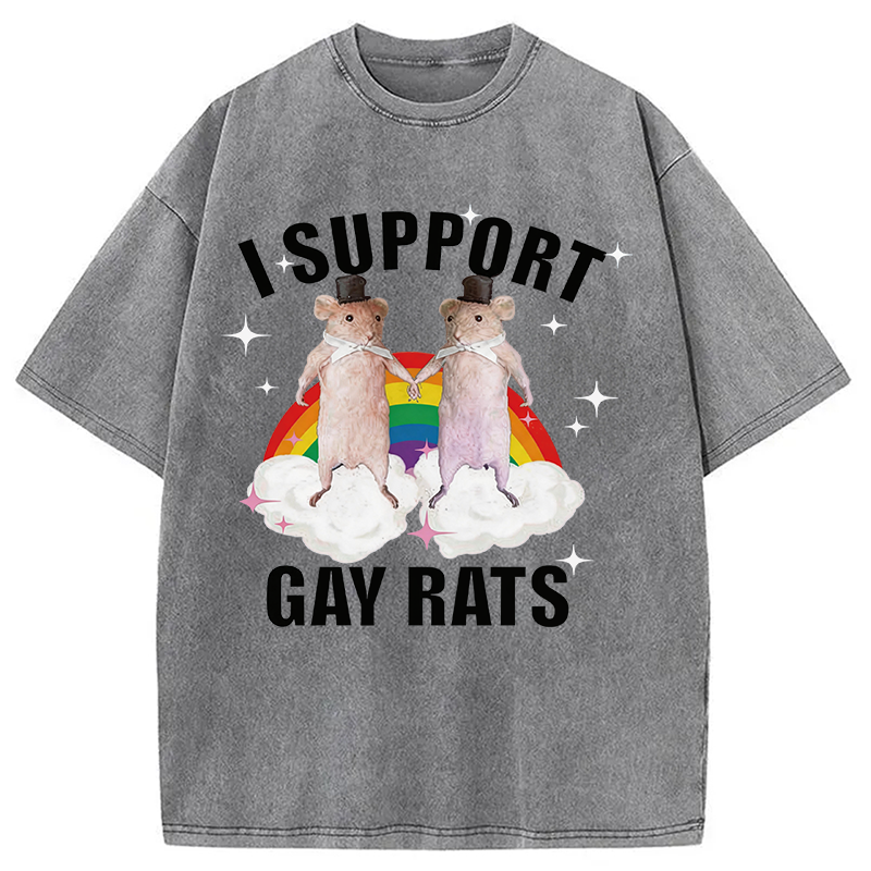 Tokyocanvas Support Gay Rats Washed T-Shirt