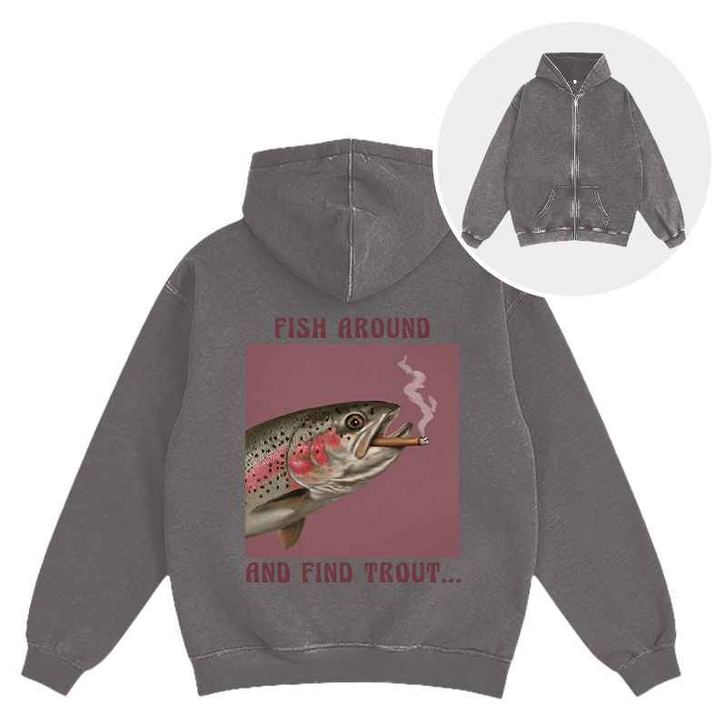 Tokyocanvas Smoking Trout Washed Zip Hoodie