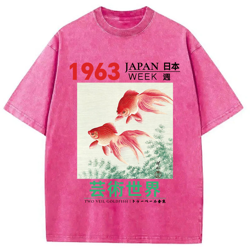 Tokyocanvas Two Veil Goldfish Washed T-Shirt