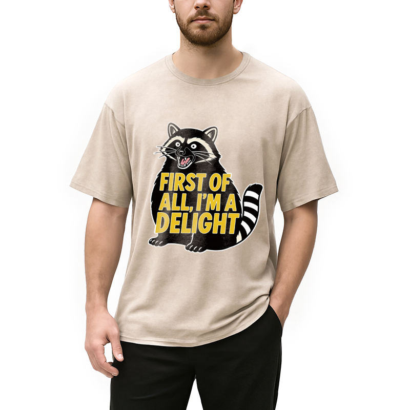 Tokyocanvas First of All I'm a Delight Raccoon Washed T-Shirt