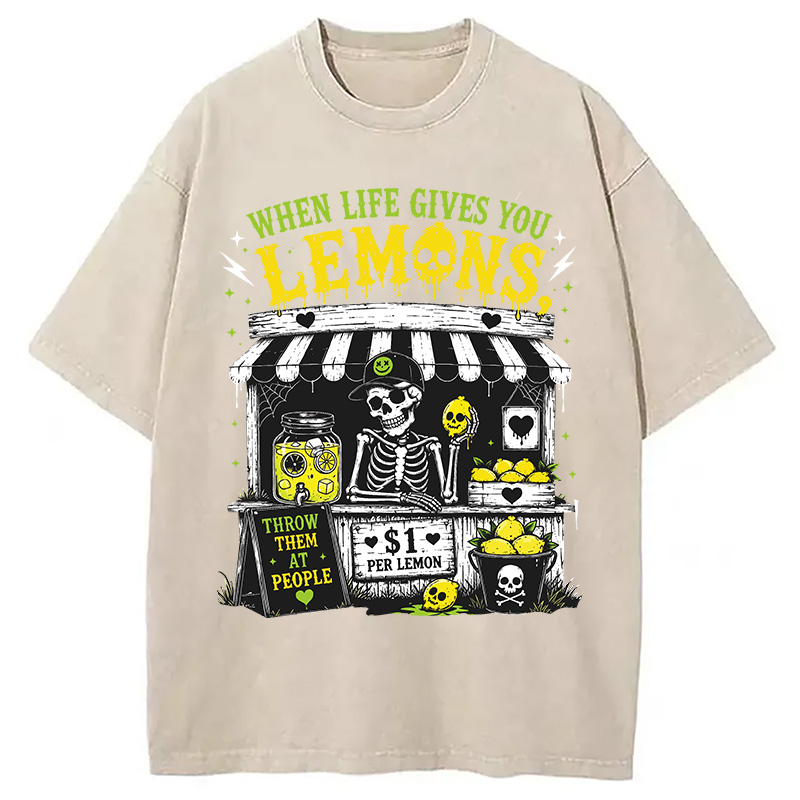 Tokyocanvas	 When Life Gives You Lemons DTG Printing Washed T-Shirt