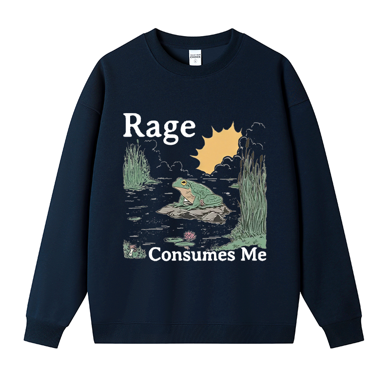 Tokyocanvas Rage Consumes Me Frog Pond Fleece Lined Sweatshirt
