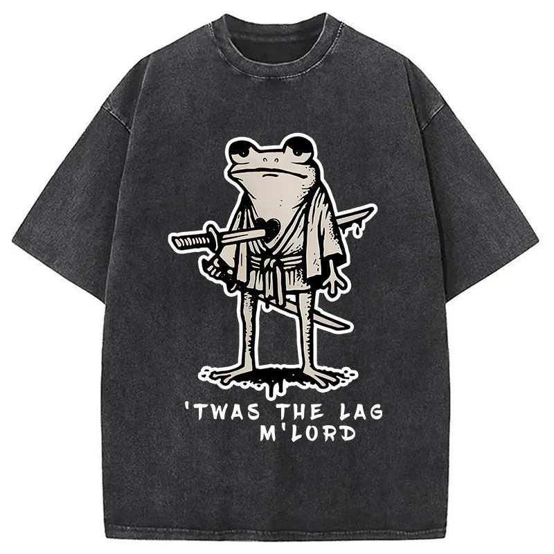 Tokyocanvas Funny Frog Samurai Washed T-Shirt