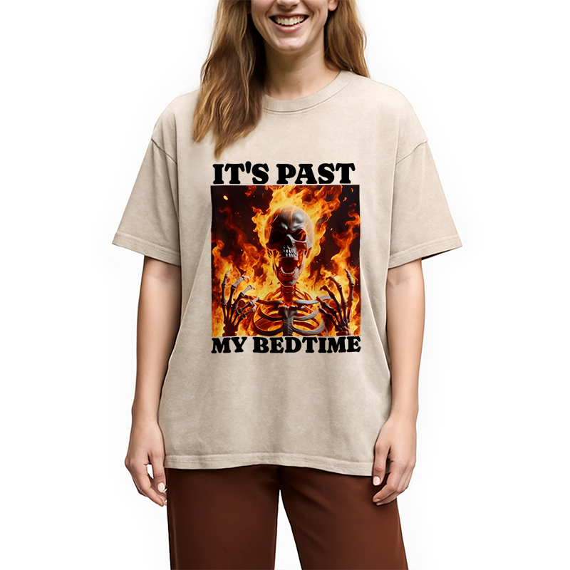 Tokyocanvas It's Past My Bedtime Funny Skeleton Meme Washed T-Shirt