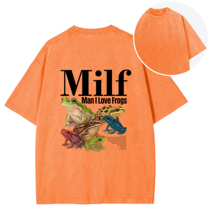 Tokyocanvas Man I Love Frogs Meme Back Washed T-Shirt