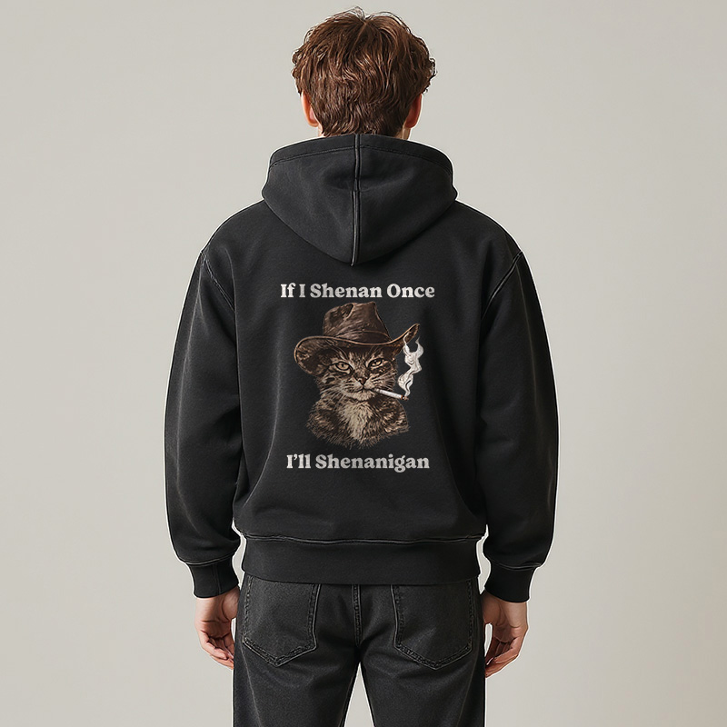 Tokyocanvas Funny Unhinged Cat Washed Zip Hoodie