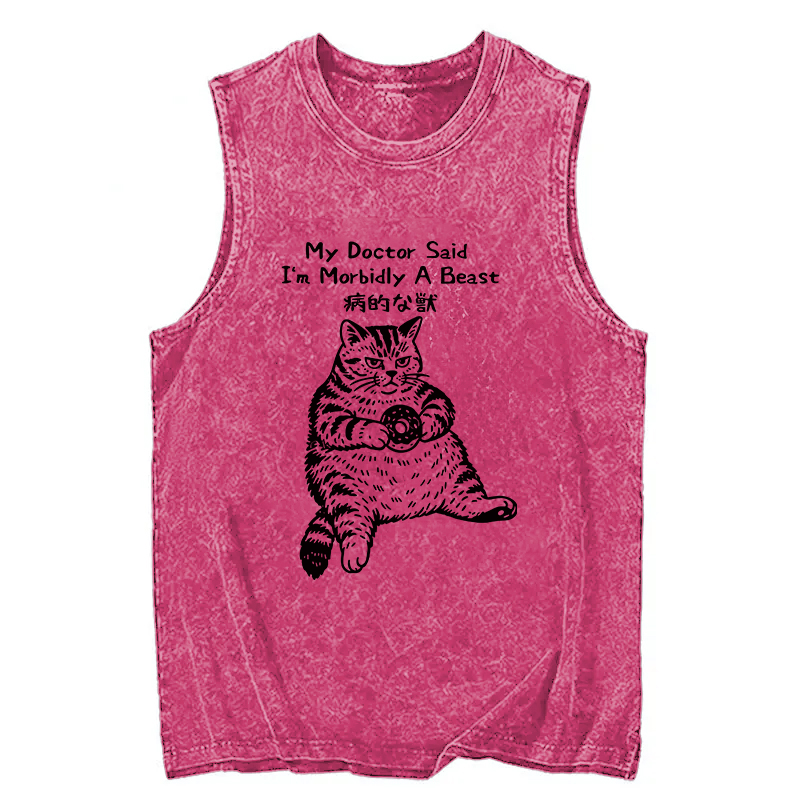 Tokyocanvas Lazy Fat Cat Washed Tank