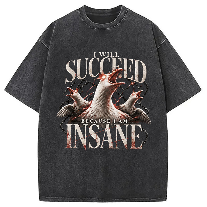 Tokyocanvas I Will Succeed Because I Am Insane Washed T-Shirt