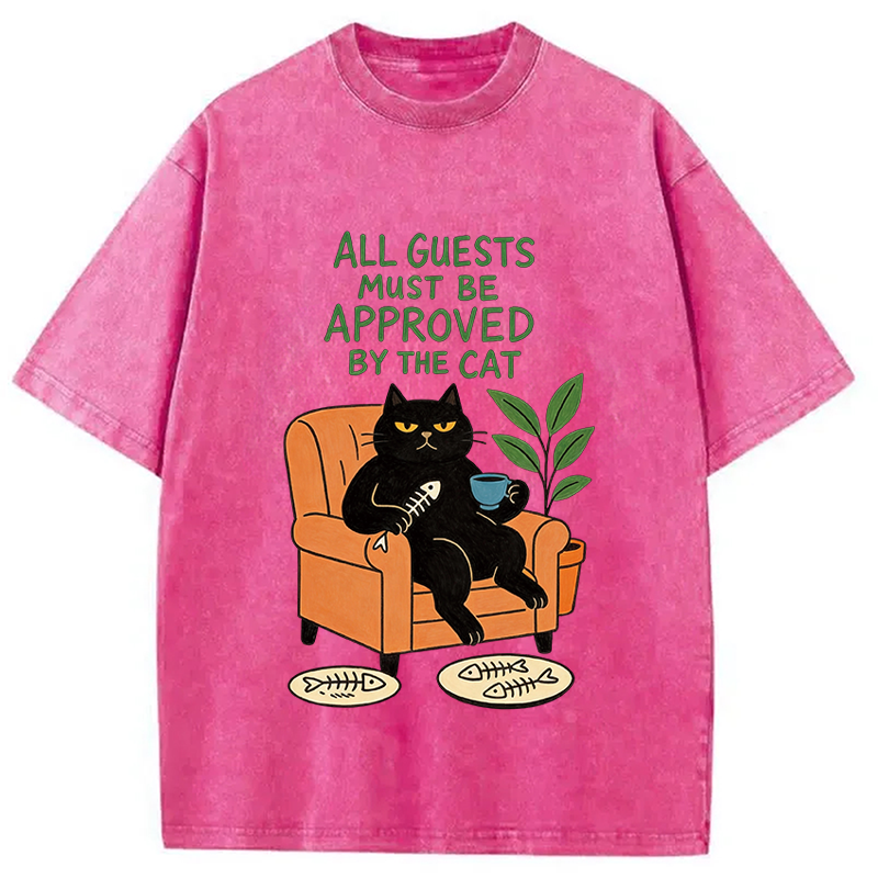 Tokyocanvas All Guests Must Be Approved By The Cat Washed T-Shirt