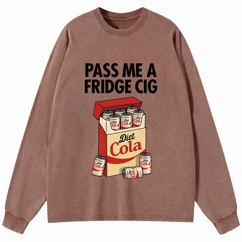 Tokyocanvas Diet Cola Cigarette Pack Long Sleeve Washed T-Shirt