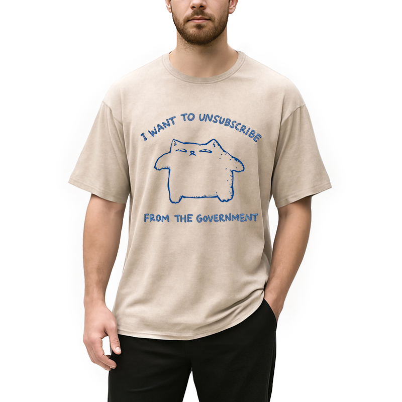 Tokyocanvas I Want To Unsubscribe From The Government Cat Washed T-Shirt