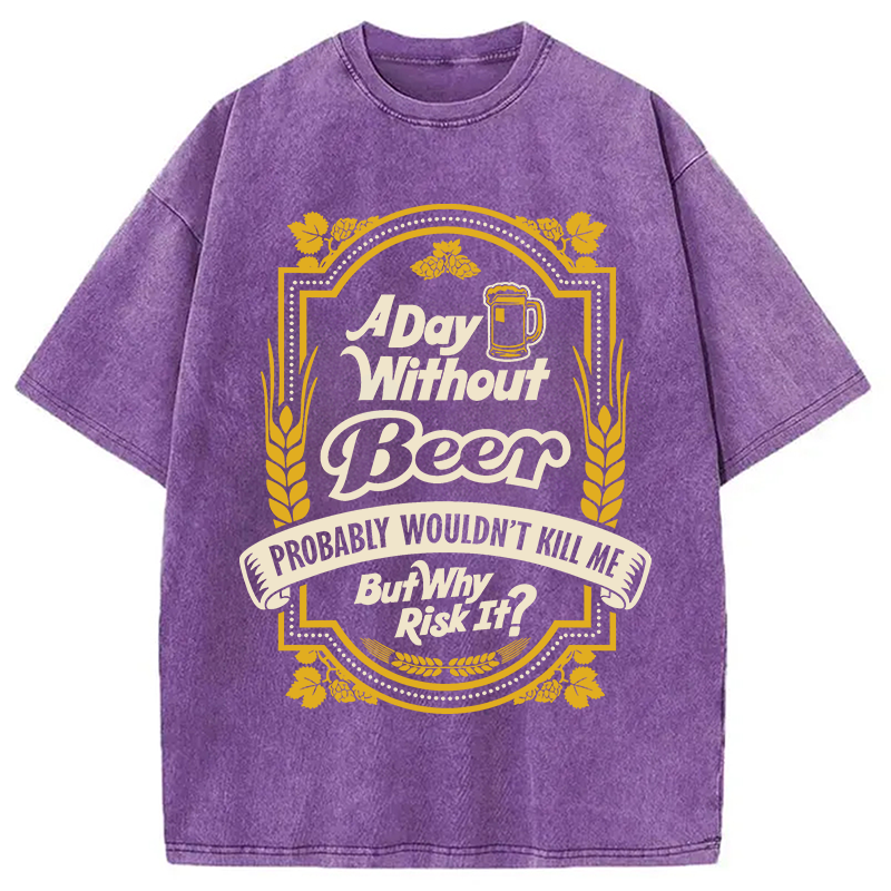 Tokyocanvas A Day Without Beer? Washed T-Shirt