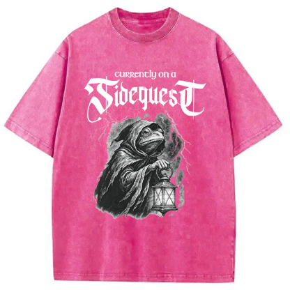 Tokyocanvas Funny Frog Sidequest Washed T-Shirt