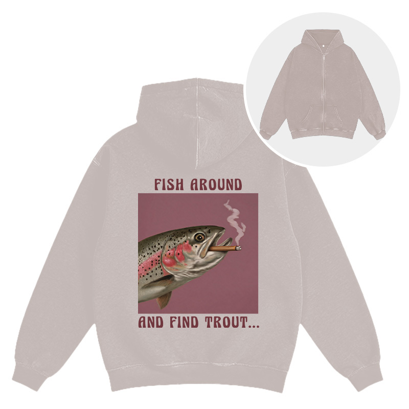 Tokyocanvas Smoking Trout Washed Zip Hoodie