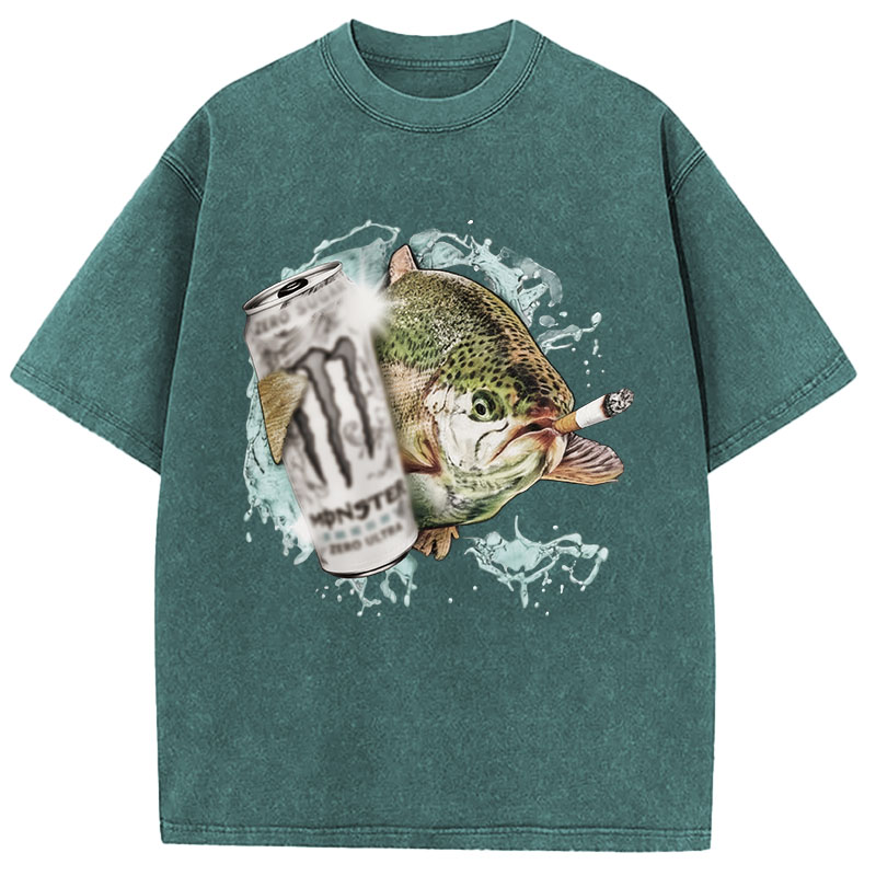Tokyocanvas Trout With Cigarette Washed T-Shirt