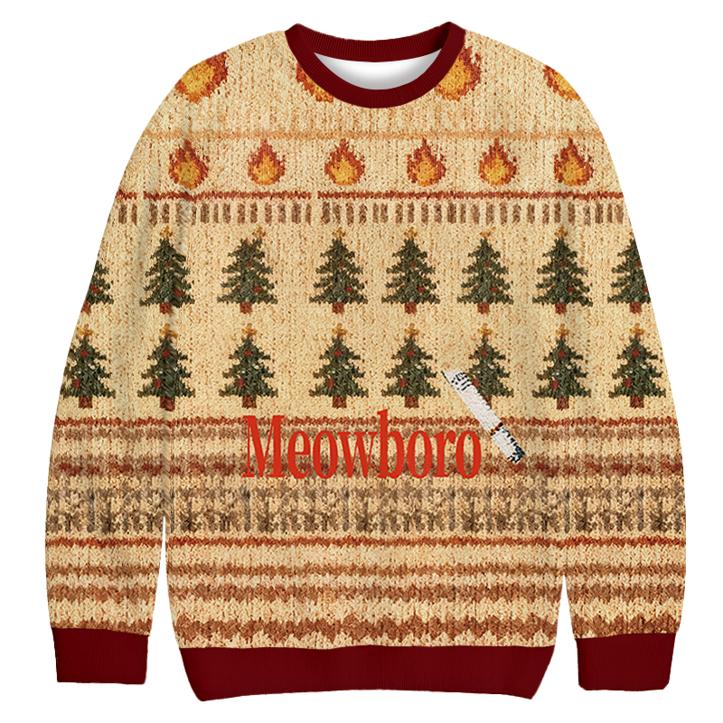 Tokyocanvas Yellow Custom Cigarette Christmas Ugly Sweatshirt