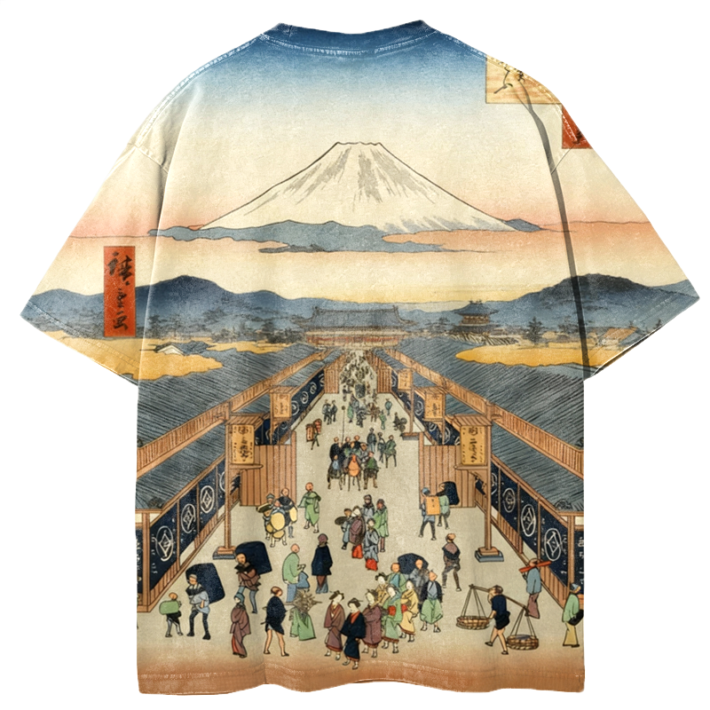 Tokyocanvas The People at the Foot of Mount Fuji Graphic Print T-Shirt