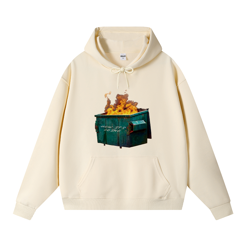 Tokyocanvas Dumpster Fire Meme Fleece Lined Hoodie