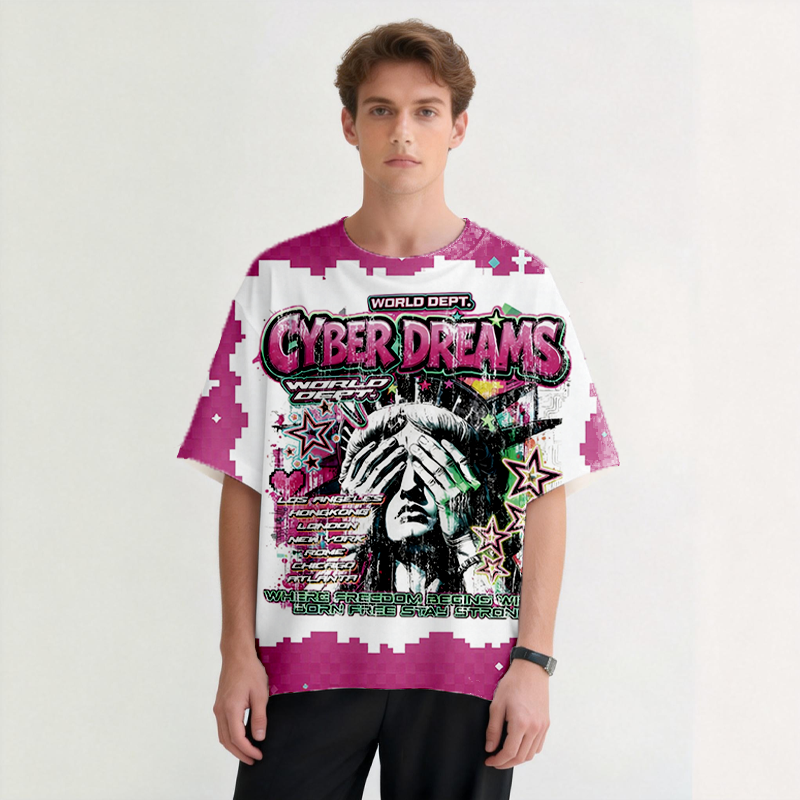 Tokyocanvas Cyberpunk Liberty Statue Graphic Print T-shirt