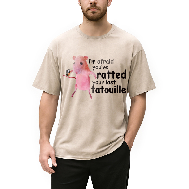 Tokyocanvas Funny Pink Rat Meme Washed T-Shirt