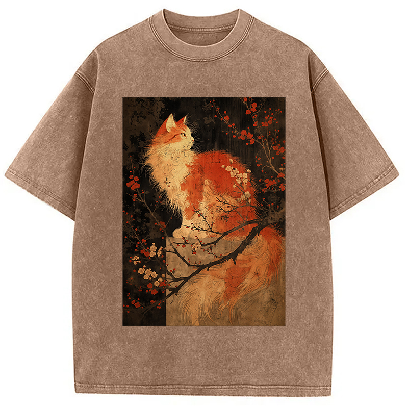 Tokyocanvas Japan Cat Washed T-Shirt
