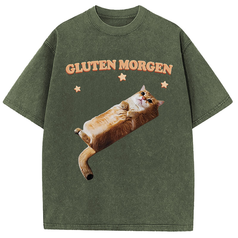 Tokyocanvas Gluten Morgen Cat Washed T-Shirt