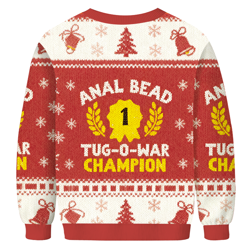 Tokyocanvas Bead Tug O War Champion Funny Red Christmas Ugly Sweatshirt