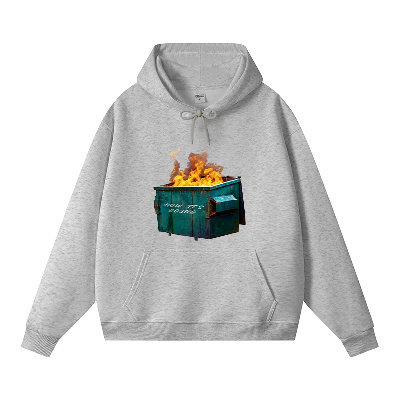 Tokyocanvas Dumpster Fire Meme Fleece Lined Hoodie