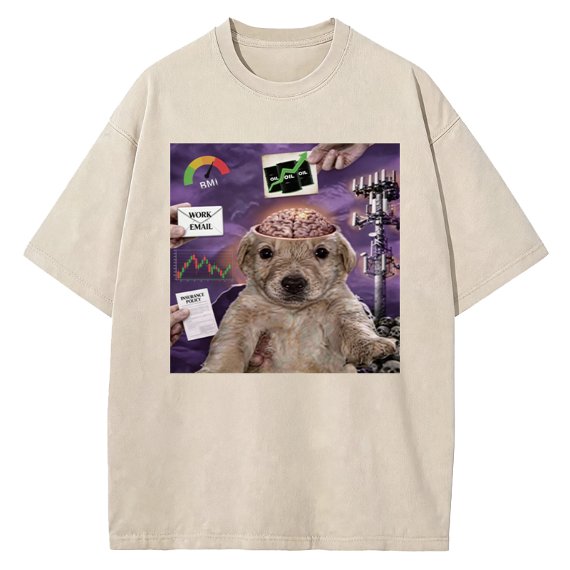 Tokyocanvas My Life Funny Dog Washed T-Shirt