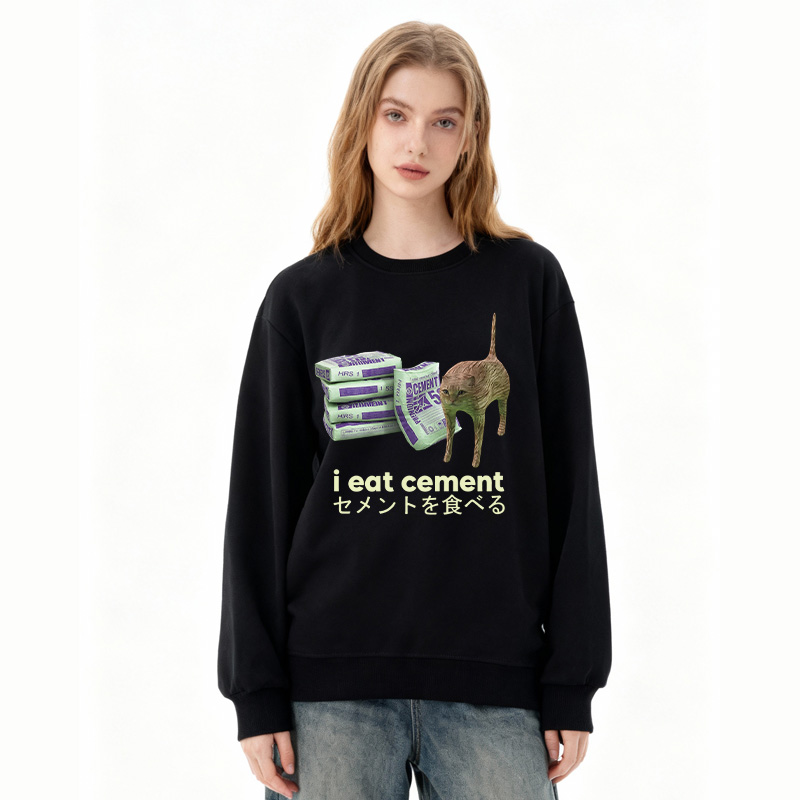Tokyocanvas Funny Internet Cement Cat Classic Sweatshirt