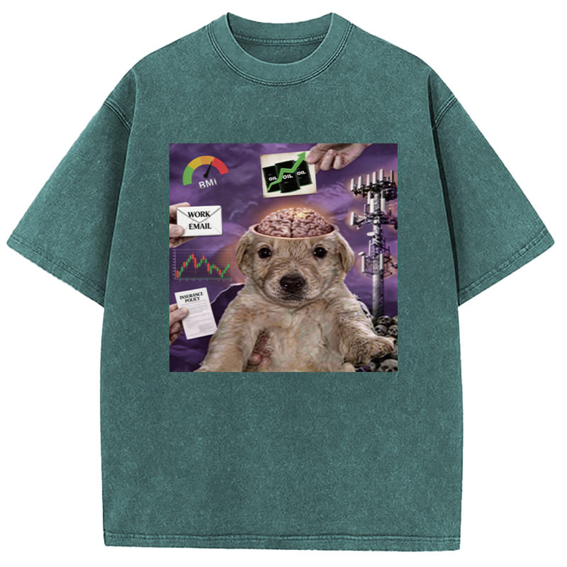 Tokyocanvas My Life Funny Dog Washed T-Shirt
