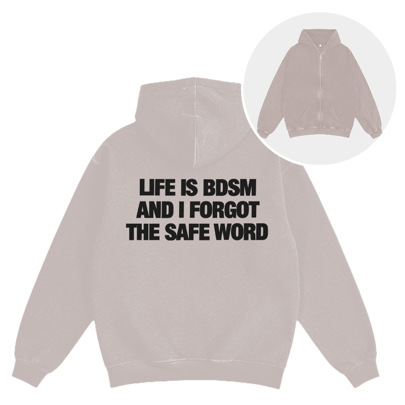 Tokyocanvas Life Is BDSM Washed Zip Hoodie