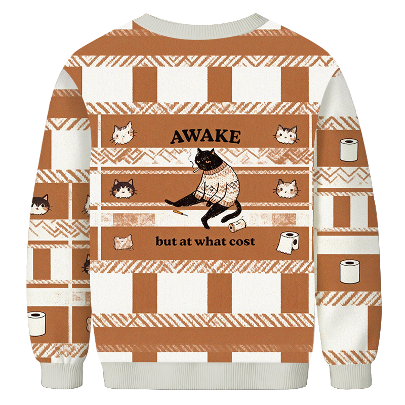 Tokyocanvas Decadent Smoking Cat Casual Ugly Sweatshirt