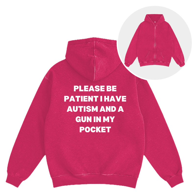 Tokyocanvas A Gun in My Pocket Washed Zip Hoodie