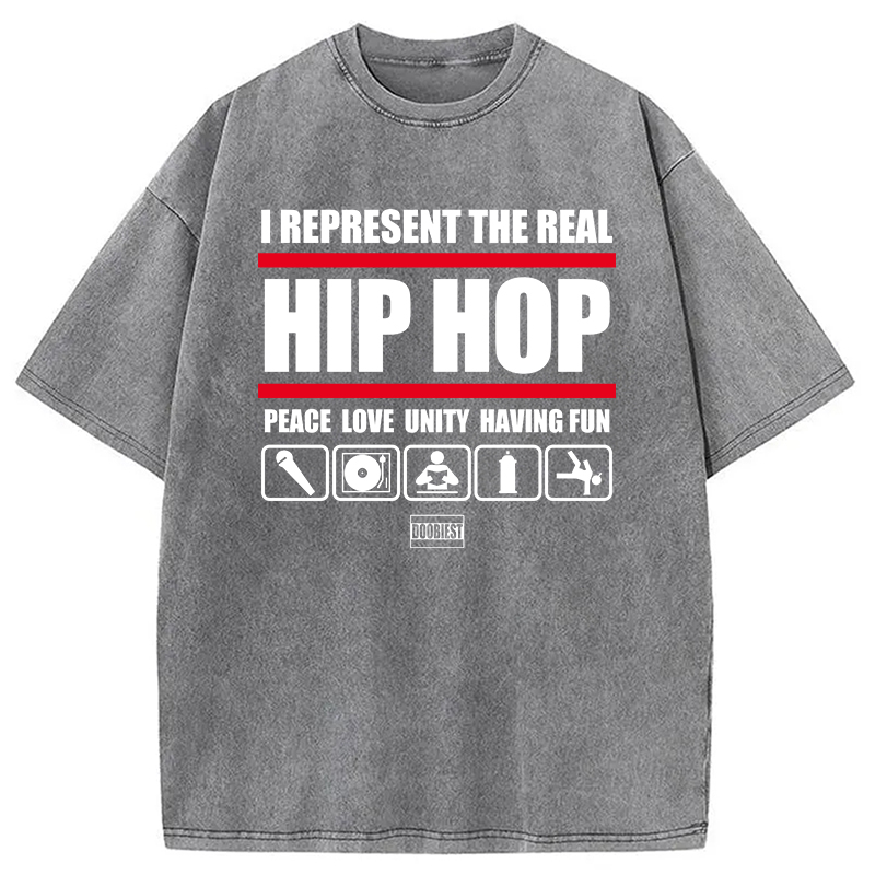 Tokyocanvas I Represent Real Hip-hop Washed T-Shirt