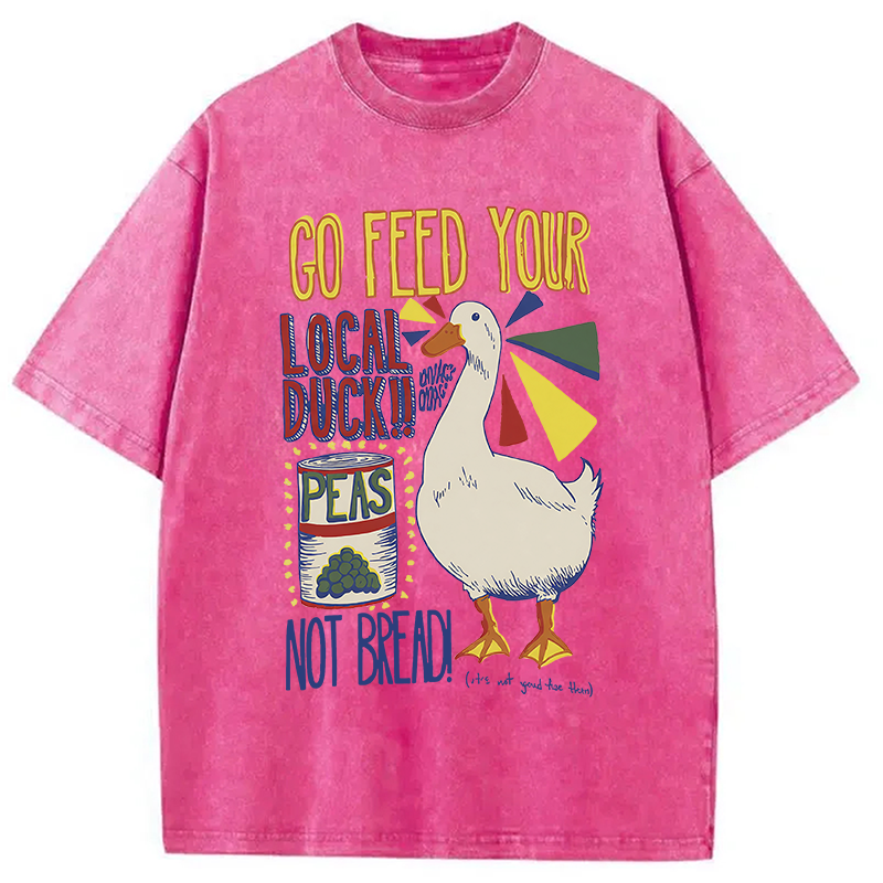 Tokyocanvas Go Feed Your Local Duck Funny Washed T-Shirt