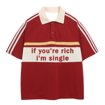 Tokyocanvas I'm Single Polo Embroidered T-Shirt