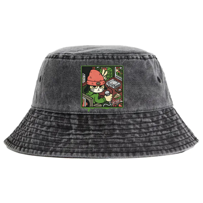 Tokyocanvas Rapper Cat Washed Bucket Hat