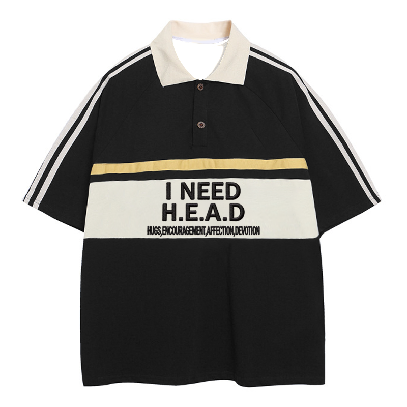 Tokyocanvas I Need H.E.A.D Polo Embroidered T-Shirt