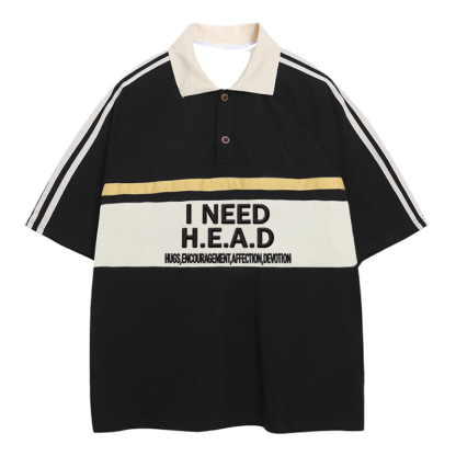 Tokyocanvas I Need H.E.A.D Polo Embroidered T-Shirt