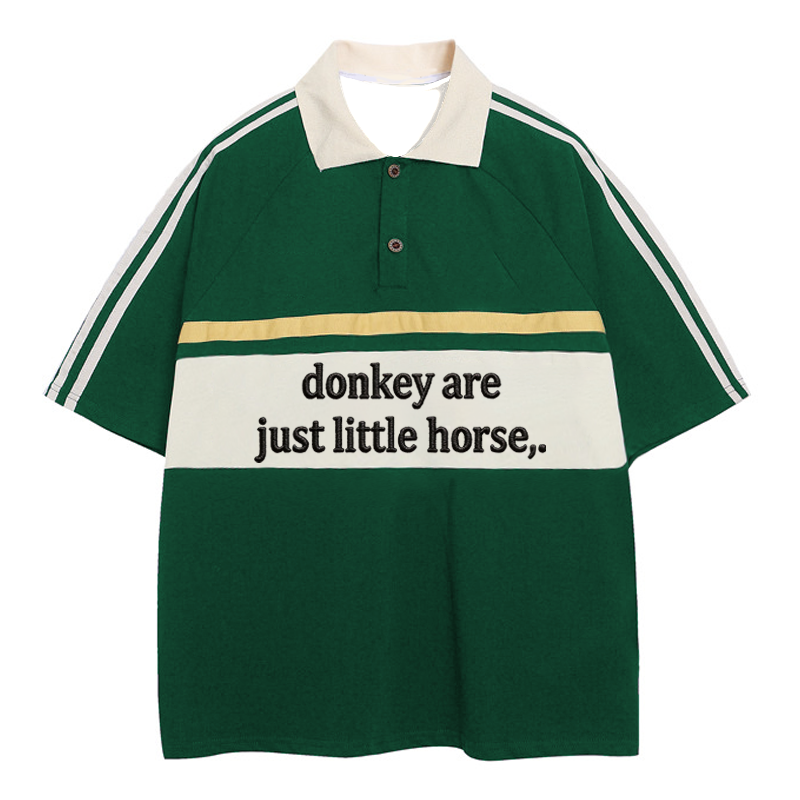 Tokyocanvas Donkey Are Jsut Little Horse Polo Embroidered T-Shirt
