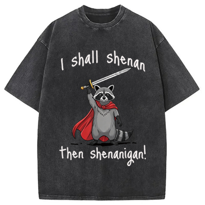 Tokyocanvas I Shall Shenan Cute Raccoon Meme Washed T-Shirt
