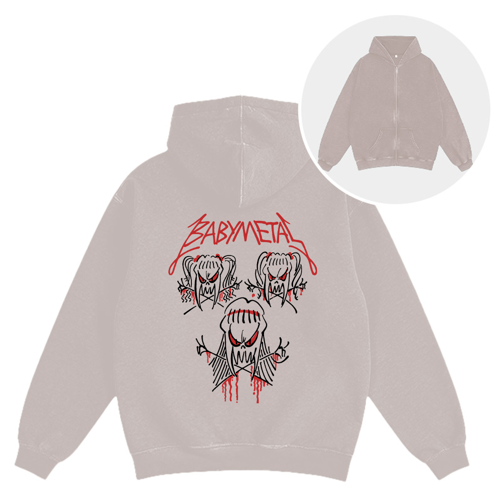 Tokyocanvas Trio Baby Metal Vintage Washed Zip Hoodie