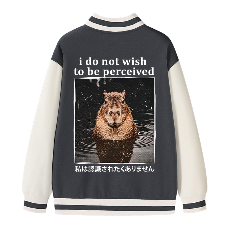 Tokyocanvas I Do Not Wish to Be Perceived Capybara Varsity Jacket