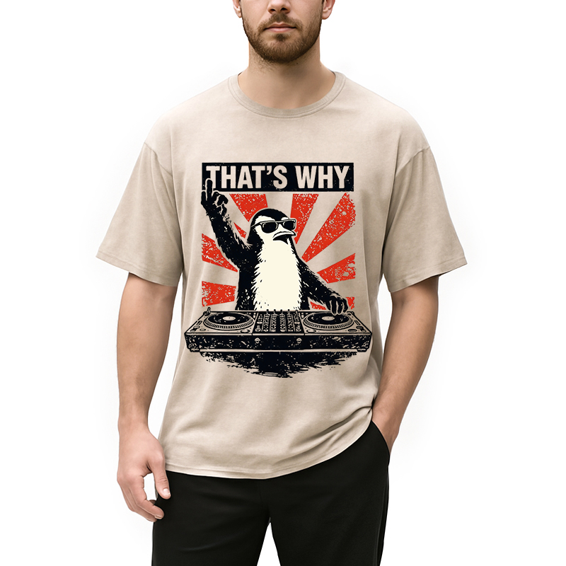 Tokyocanvas That's Why Penguin DJ Washed T-Shirt