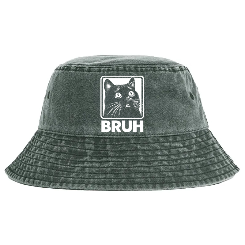 Tokyocanvas BRUH Cat Washed Bucket Hat