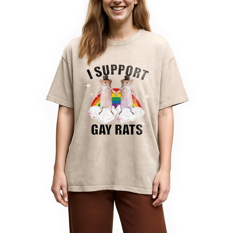 Tokyocanvas Support Gay Rats Washed T-Shirt